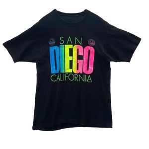 Vintage San Diego California Neon 80s Graphic Tee Shirt Single Stitch